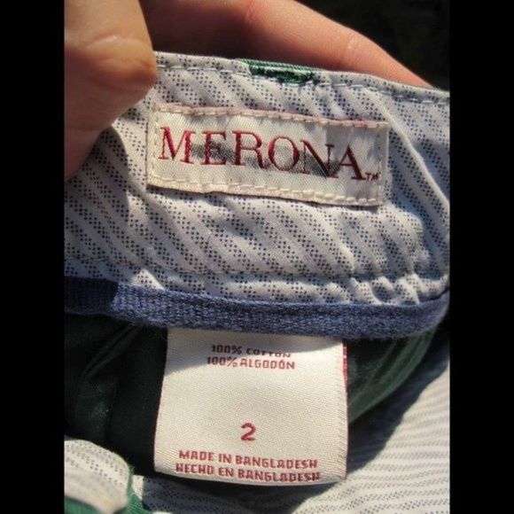 Merona 2 Solid Green Jean Shorts Short Lowrise 100% Cotton Pockets Plain Denim - Picture 9 of 10